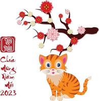 Happy lunar new year 2023, Vietnamese new year, Year of the Cat. vector