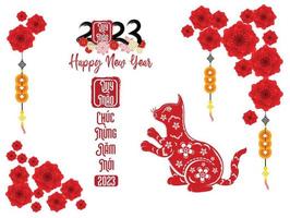 Happy lunar new year 2023, Vietnamese new year, Year of the Cat. vector