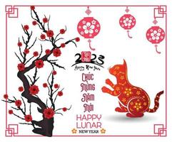 Happy lunar new year 2023, Vietnamese new year, Year of the Cat. vector