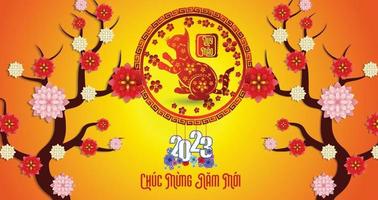 Happy lunar new year 2023, Vietnamese new year, Year of the Cat. vector