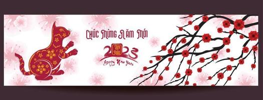 Happy lunar new year 2023, Vietnamese new year, Year of the Cat. vector