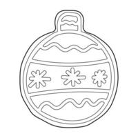 Gingerbread in the shape of a Christmas ball. Christmas coloring book. contour drawing vector