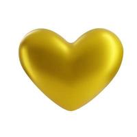 The golden heart is isolated in a realistic 3d style. Vector clipart. Decorative element for a holiday