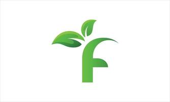 Green leaf With F Logo Design. Initial F Letter Logo Icon Design Vector Pro Vector.
