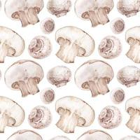 Traced watercolor seamless pattern with champignons vector