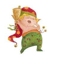 Christmas elf story, elf-wake-up vector