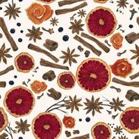 Christmas winter spices in watercolor seamless pattern vector