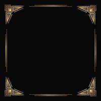 Vector golden frame on the black background. Isolated square art deco border for social media posts and cards.