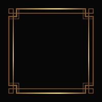 Vector golden frame on the black background. Isolated art deco template with copy space