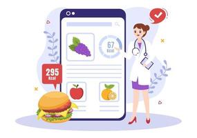 tienda de nutrición con suplemento dietético de vitaminas y minerales como frutas o verduras frescas plantilla dibujada a mano ilustración plana de dibujos animados vector