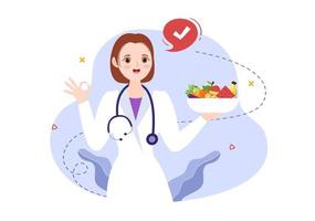 tienda de nutrición con suplemento dietético de vitaminas y minerales como frutas o verduras frescas plantilla dibujada a mano ilustración plana de dibujos animados vector