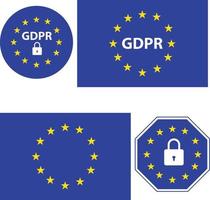 Reglamento general de protección de datos. signo gdpr. iconos de bloqueo de seguridad del euro. estilo plano vector