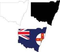 Map of New South Wales with flag. Flag of New South Wales maps territory. Outline map New South Wales. flat style. vector