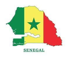 diseño del mapa de la bandera nacional de senegal, ilustración de la bandera del país de senegal dentro del mapa vector