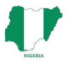 diseño del mapa de la bandera nacional de nigeria, ilustración de la bandera del país de nigeria dentro del mapa vector