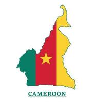 Cameroon National Flag Map Design, Illustration Of Cameroon Country Flag Inside The Map vector