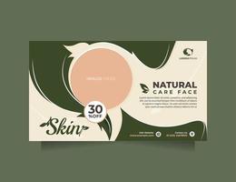 Beautiful green social media banner for skin clinic center, cosmetic products, natural products, medical spa, skin care, beautician. Advertising banner for beauty store, blog, offers and promotion vector