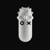 Abstract 3d monster with white spikes. Vector character for Halloween in a trendy doodle style