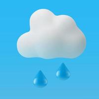 Cloud with raindrops realistic 3d weather icon. Vector illustration of the sky