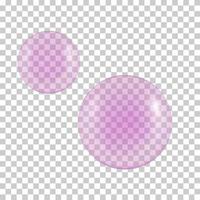 Pink bubble gum realistic transparent ball. Bubbles of fizzy drink. 3d vector collagen bubbles