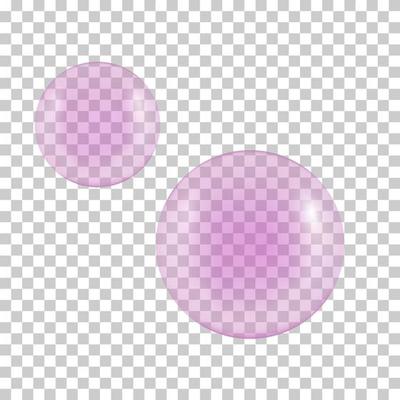 Pink bubble gum realistic transparent ball. Bubbles of fizzy drink. 3d vector collagen bubbles