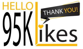 Thanks 95k Design likes. Celebrating 95000 or ninety five thousand likes. Vector illustration.