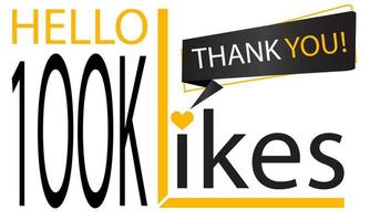 Thanks 100k Design likes. Celebrating 100000 or one hundred thousand likes. Vector illustration.