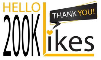 Thanks 200k Design likes. Celebrating 200000 or two hundred thousand likes. Vector illustration.