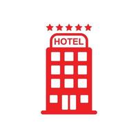 eps10 red vector hotel abstract solid icon isolated on white background. hotel five stars filled symbols in a simple flat trendy modern style for your website design, logo, and mobile application