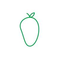 eps10 green vector mango fruit abstract line art icon isolated on white background. ripe or tropical outline symbol in a simple flat trendy modern style for your website design, logo, and mobile app