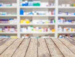 blur shelves of drugs in the pharmacy photo