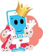 Phone king, royal mobile service hand drawn icon vector