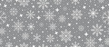 Abstract snowflake seamless border. Snowflakes seamless pattern. Snowfall repeat backdrop. Winter holidays theme. Seamless background with snowflakes. Vector illustration