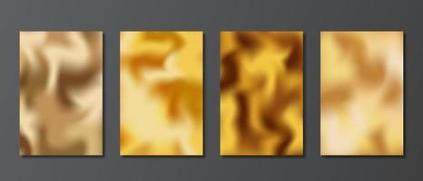 Gold blurred backgrounds set. Modern abstract blurred golden gradient patterns. Luxury templates collection for invitations, posters, flyers and greeting cards. Vector illustration