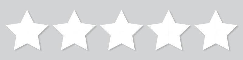 iconos blancos de clasificación de calidad de cinco estrellas. icono de 5 estrellas. signo de cinco estrellas. símbolo de clasificación. ilustración vectorial vector