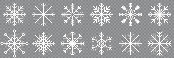 Snowflake variations icon collection. Snowflake icons set. Snowflake symbols. Snow icon. Frost winter background. Snowflakes ice crystal isolated. Vector illustration