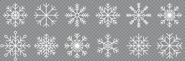 colección de iconos de variaciones de copos de nieve. conjunto de iconos de copo de nieve. símbolos de copos de nieve. icono de nieve. fondo de invierno helado. copos de nieve cristal de hielo aislado. ilustración vectorial vector