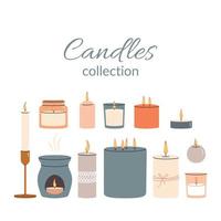 conjunto de varias velas. diferentes formas y tamaños vector