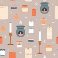 Various Candles seamless pattern. Different shapes and sizes. vector