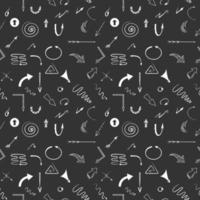 Seamless pattern with different types of arrows. Abstract direction ornament on dark grey background. vector