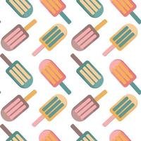 Seamless pattern of colorful ice cream. Vector background for ice cream shop, sweet shop, confectionery, cafe, cafeteria, packaging, wrapper.