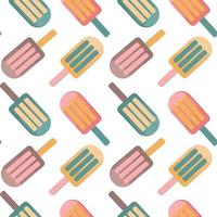 Seamless pattern of colorful ice cream. Vector background for ice cream shop, sweet shop, confectionery, cafe, cafeteria, packaging, wrapper.