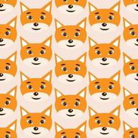 Vector seamless pattern with foxes faces. Isolated vector illustration. Abstract endless animal print.