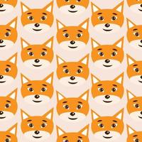 Vector seamless pattern with foxes faces. Isolated vector illustration. Abstract endless animal print.