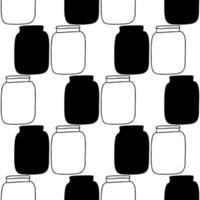 Seamless pattern with illustration of black and white jars on a white background vector