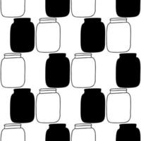 Seamless pattern with illustration of black and white jars on a white background vector