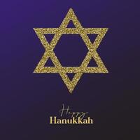 Happy Hanukkah card design with gold symbol on blue color background for Hanukkah Jewish holiday vector