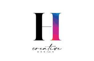 HI Letter Design with Creative Cut and Colorful Rainbow Texture vector