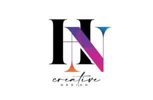 HN Letter Design with Creative Cut and Colorful Rainbow Texture vector