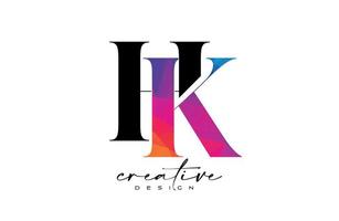 HK Letter Design with Creative Cut and Colorful Rainbow Texture vector